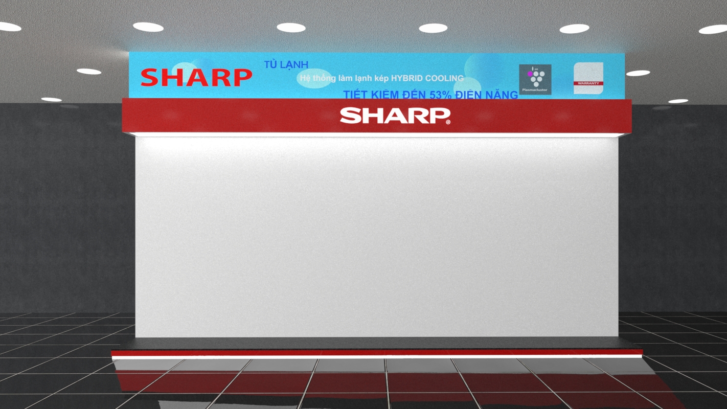 Vách trưng bày tủ lạnh Sharp