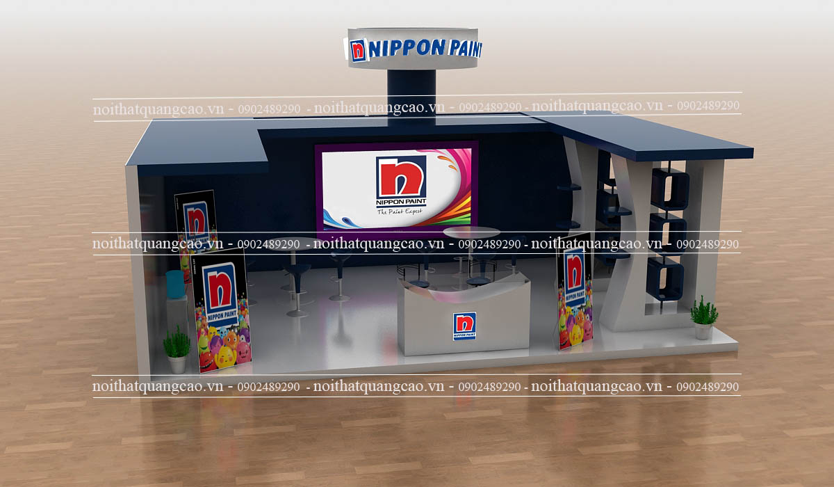 Kệ booth trưng bày sơn Nippon Paint