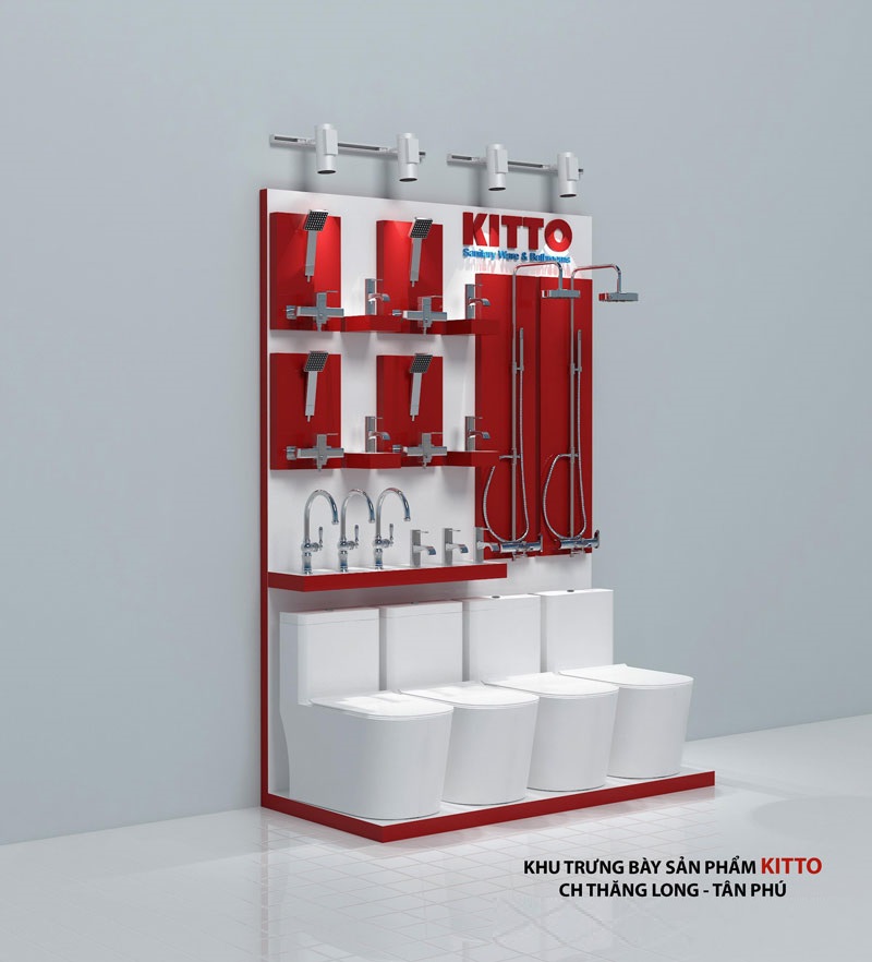 Kệ vách trưng bày thiết bị vệ sinh Kitto
