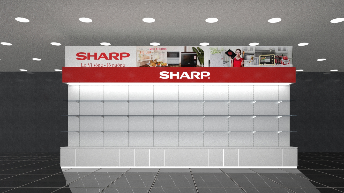 Vách trưng bày đồ gia dụng Sharp