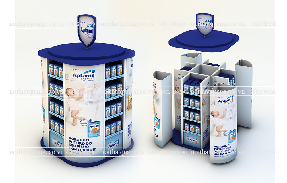 Kệ booth trưng bày quảng cáo sữa Aptamil 3
