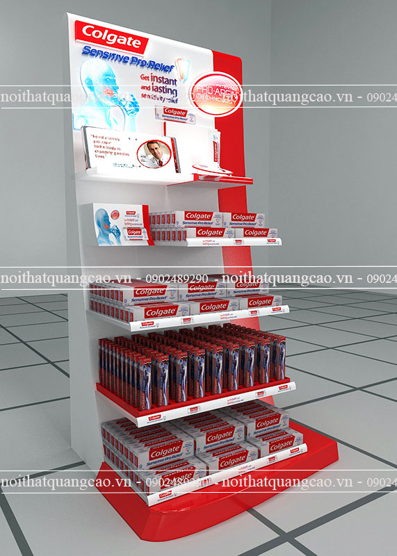 Kệ booth trưng bày kem đánh răng Colgate 3
