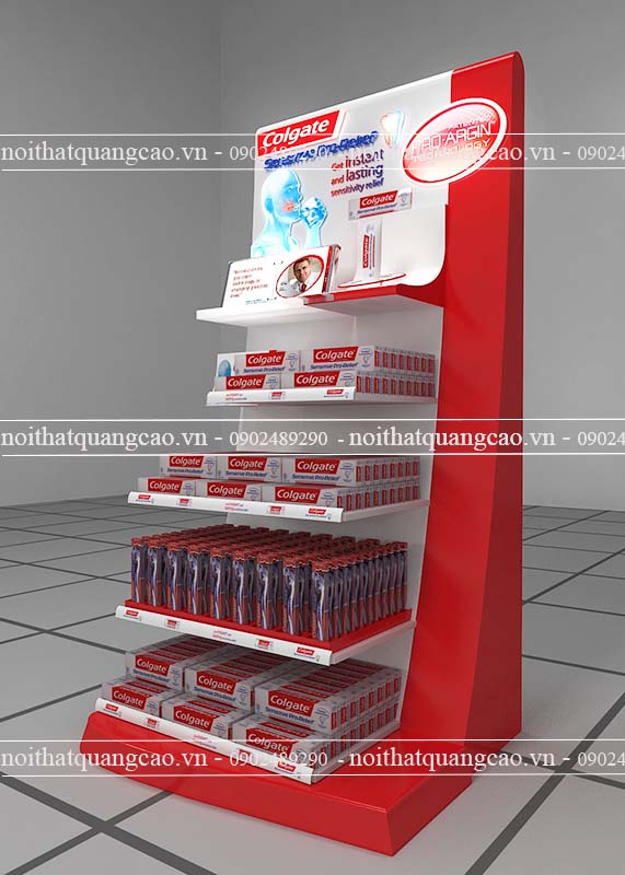 Kệ booth trưng bày kem đánh răng Colgate 4