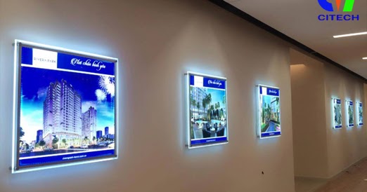 Hộp đèn lightbox sáng viền treo dự án BĐS