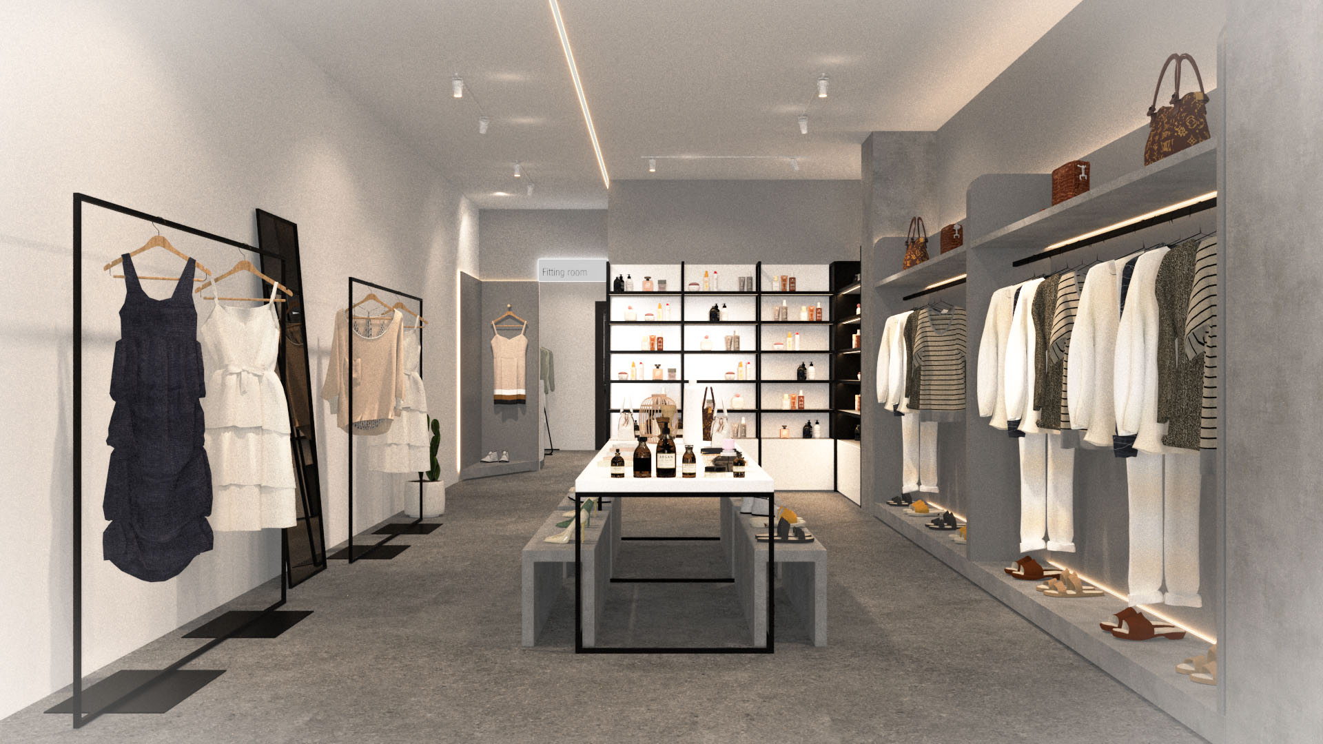 Kệ trưng bày shop thời trang hiện đại
