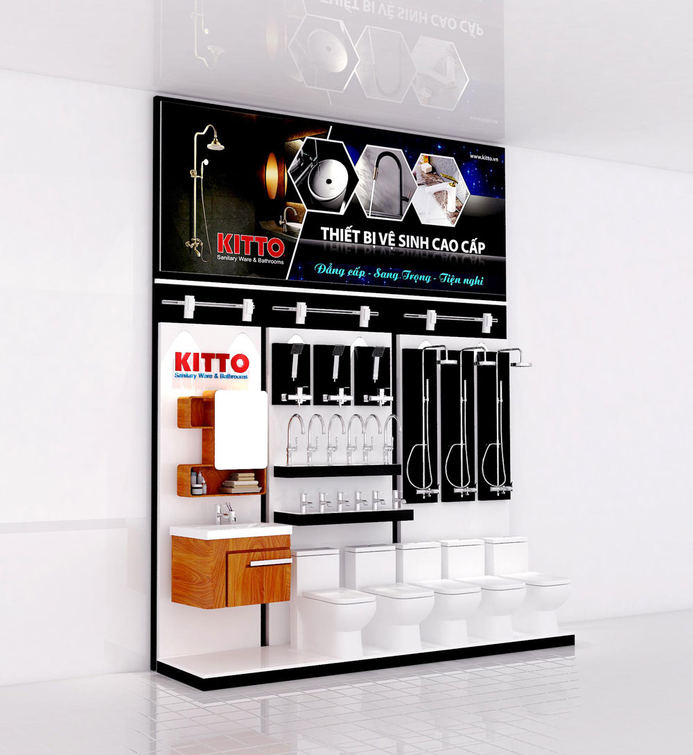 Kệ vách ốp tường thiết bị vệ sinh Kitto