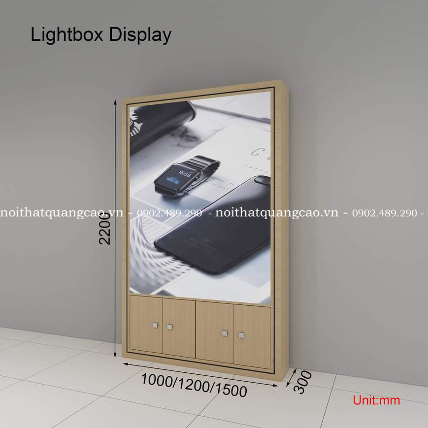 Mẫu tủ kệ kết hợp với Poster quảng cáo