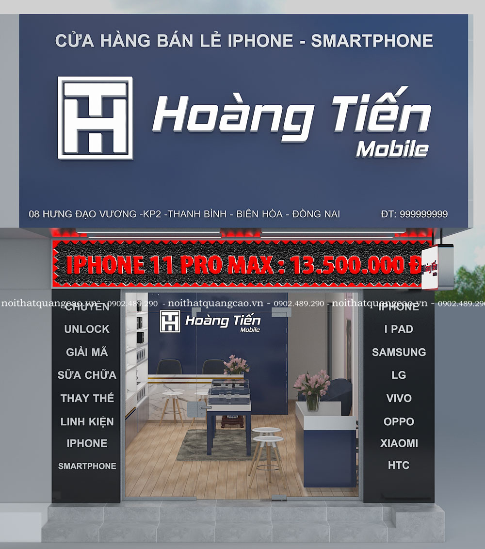 Thiết kế cửa hàng điện thoại Hoàng Tiến