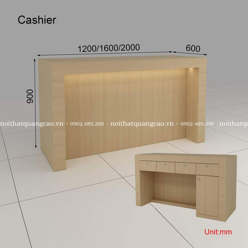 Bàn trưng bày điện thoại có hộc kéo