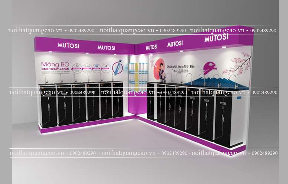 Kệ vách trưng bày lọc nước Mutosi