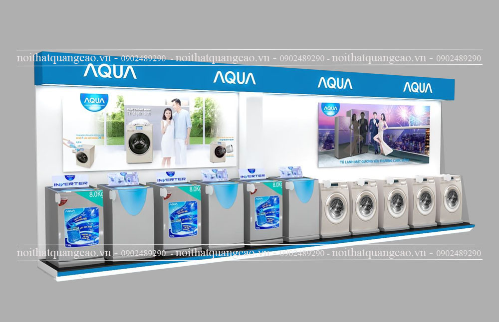 Vách trưng bày máy giặt Aqua