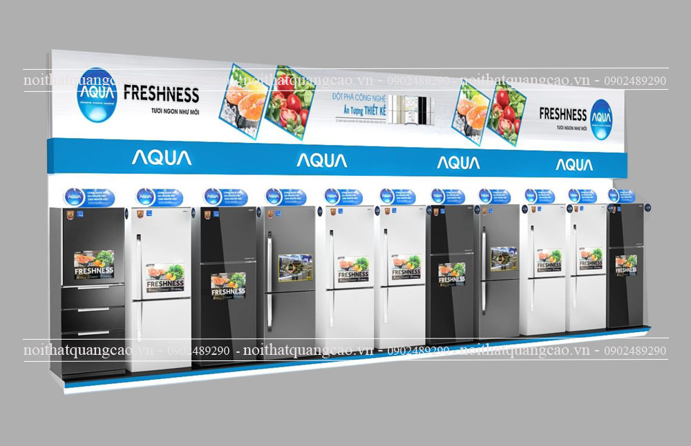 Vách trưng bày tủ lạnh Aqua